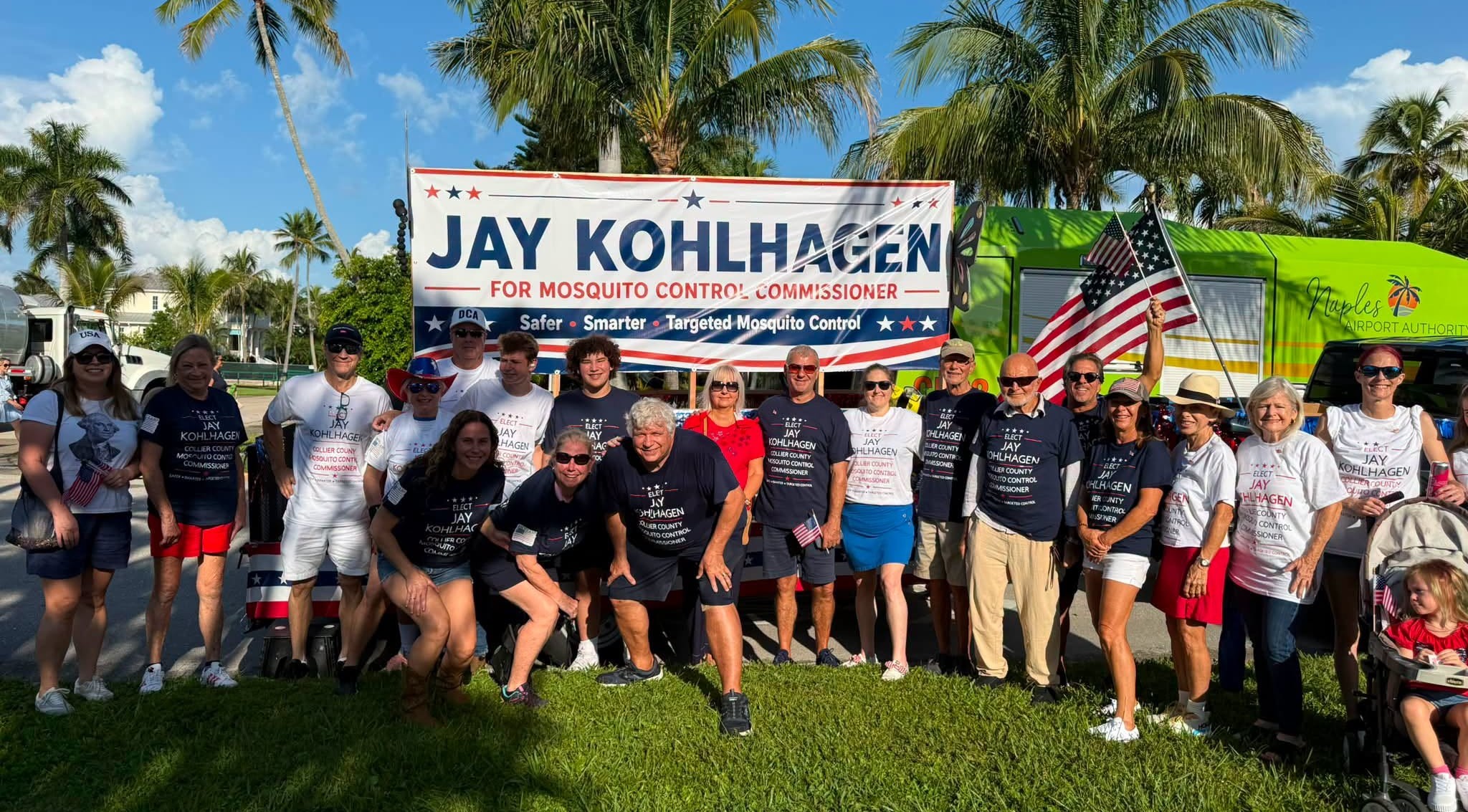 Jay Kohlhagen with supporters at the Naples July 4th parade